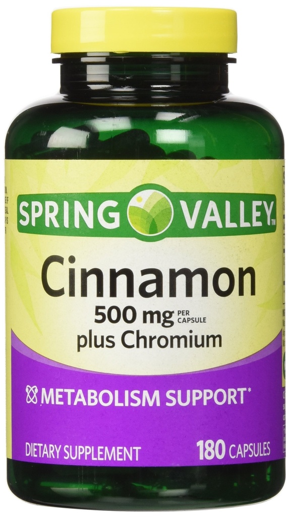 스프링 밸리 - Cinnamon 500mg 플러스 크롬, 트윈 팩, 180 캡슐의 2 병