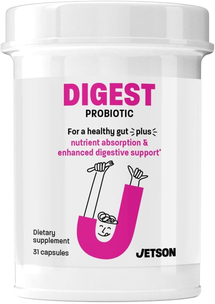 Jetson Digest - 소화 및 면역 지원 Probiotic 정립 - 일반 Bowel 운동을 촉진, 소화 및 부화 개선, Immunity 지원 - 글루텐 무료, 채식, 비 GMO (31 카운트)