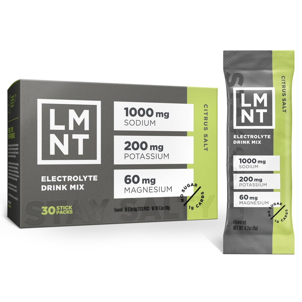 LMNT Zero Sugar Electrolytes - 시트러스 소금 | 음료 믹스 | 30-Count
