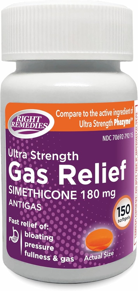 가스 기복 매우 힘, 180mg Simethicone (150 Softgels) 가스에서 빠른 기복, bloating, Fullness, Painful Discomfort, 매우 힘 Phazyme 유효 성분과 비교하십시오