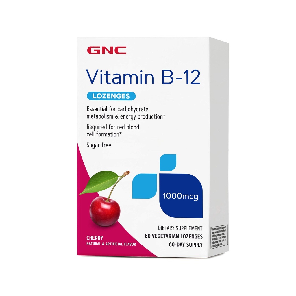 GNC 비타민 B-12 1000 mcg Lozenges, 체리, 60 Lozenges, 60 서빙