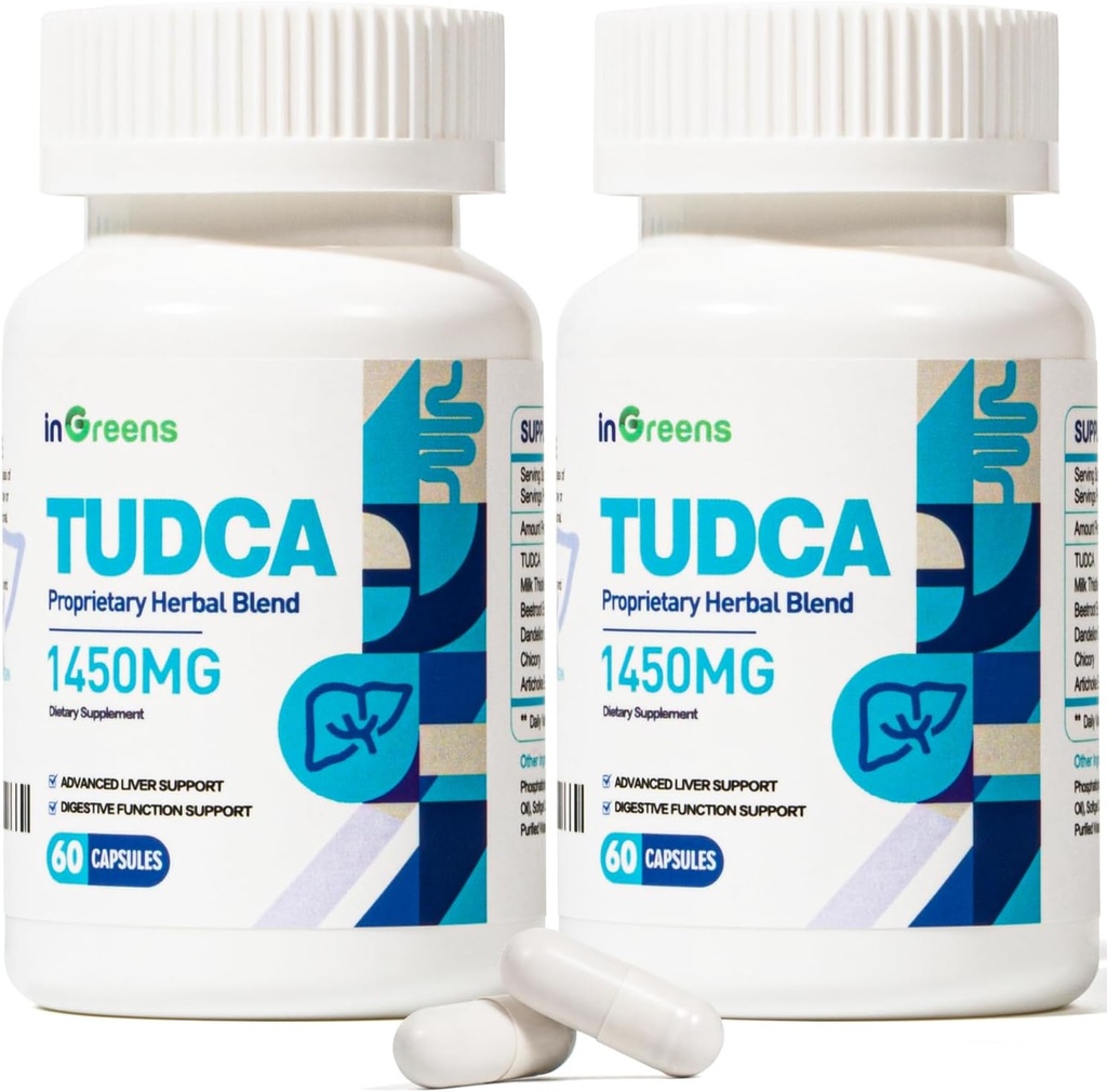 1450MG TUDCA Liver Supplement, Bile Salts Liver Support Supplement Complex, Liver Kidney Cleanse Detox 및 수리를위한 간 건강, 60 캡슐