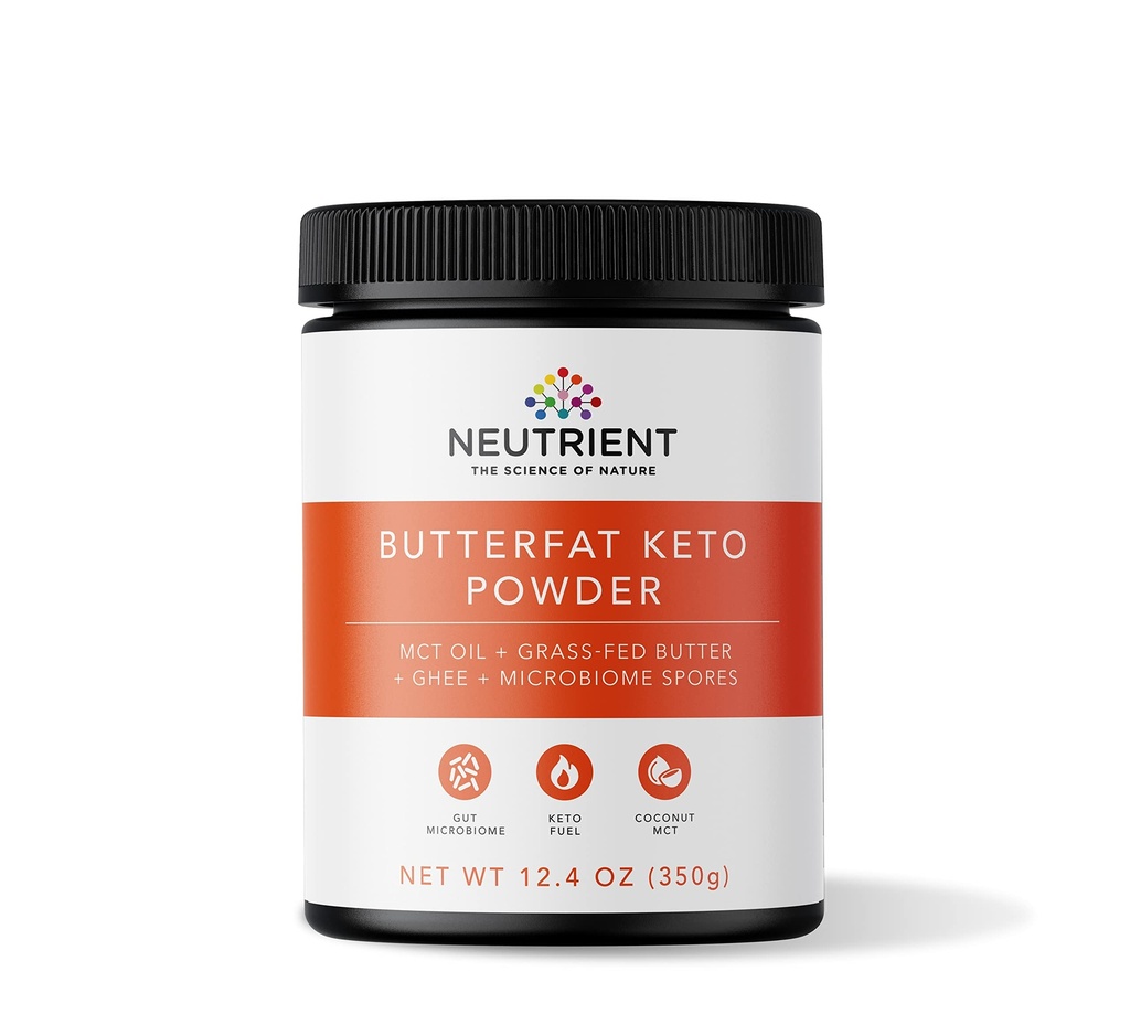 Neutrient Keto MCT Oil Powder | 코코넛 Sourced MCT Oil & Ghee with Grass Fed Butter | Ketosis 지원을위한 맛있는 모닝 케토 커피 크림 | Body & Brain 용 연료