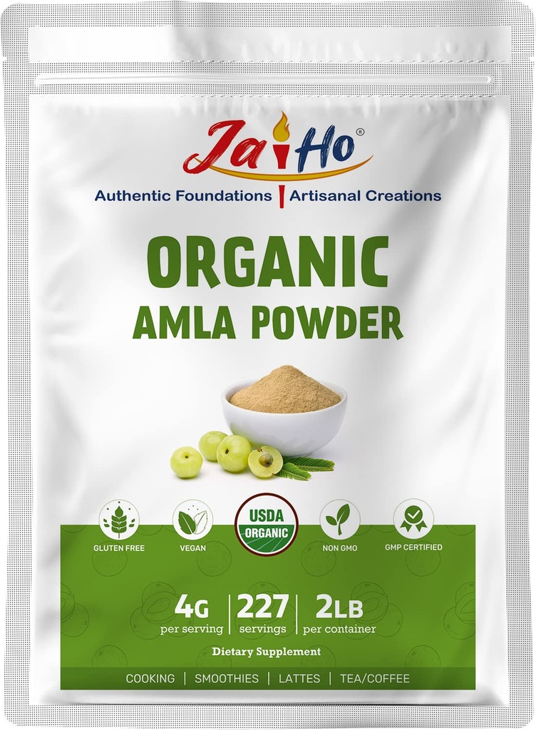 Jai Ho Organic Amla Berry Powder (Amalaki), 2 LB - 산화 방지제 비타민 C의 풍부한 | ImmunityGluten Free, Vegan, Non-GMO 지원 - Resealable Zip Lock 파우치