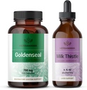 HERBAMA Goldenseal 및 우유 이틀 키트 - 700 mg의 골든 루트 캡슐과 우유 이틀 Tincture 2 fl oz - Vegan, Non-GMO, Sugar & Alcohol-Free - 2 Pack의 번들