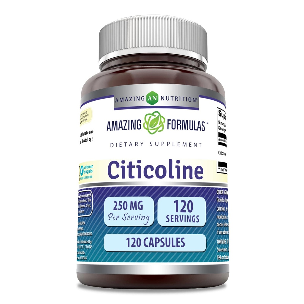 Amazing Formulas Citicoline 250 mg | 캡슐 보충 | Non-GMO | 글루텐 프리 | 미국에서 제작 (120 개)