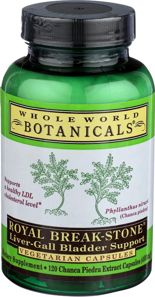 전 세계 식물 로얄 Chanca Piedra (Break-Stone) Liver Gall Bladder 지원 - 400 mg - 120 채식 캡슐