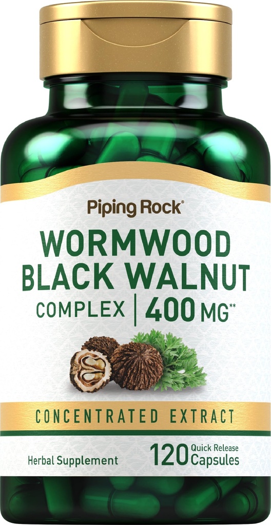 Piping Rock Wormwood 검정 호두 캡슐 400mg | 120 개 | 초본 추출물 Complex | Non-GMO, 글루텐 무료 보충