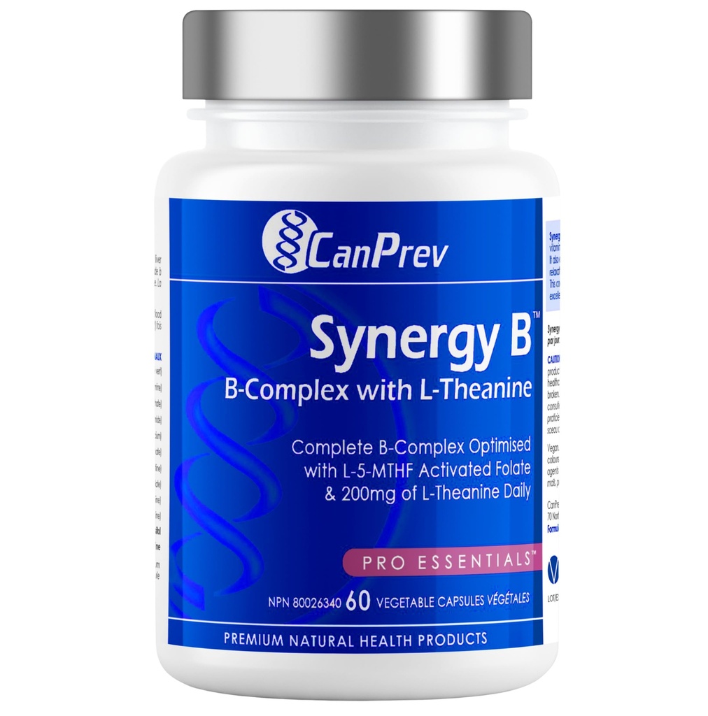 CanPrev Synergy B Complex with L-Theanine 60 캡슐 30 일 공급 - Mental Relaxation을 촉진하고 에너지, Cognitive Clarity 및 Support Body & Mind를 향상시킵니다 - Vegan, Non-GMO 및 Gluten-Free