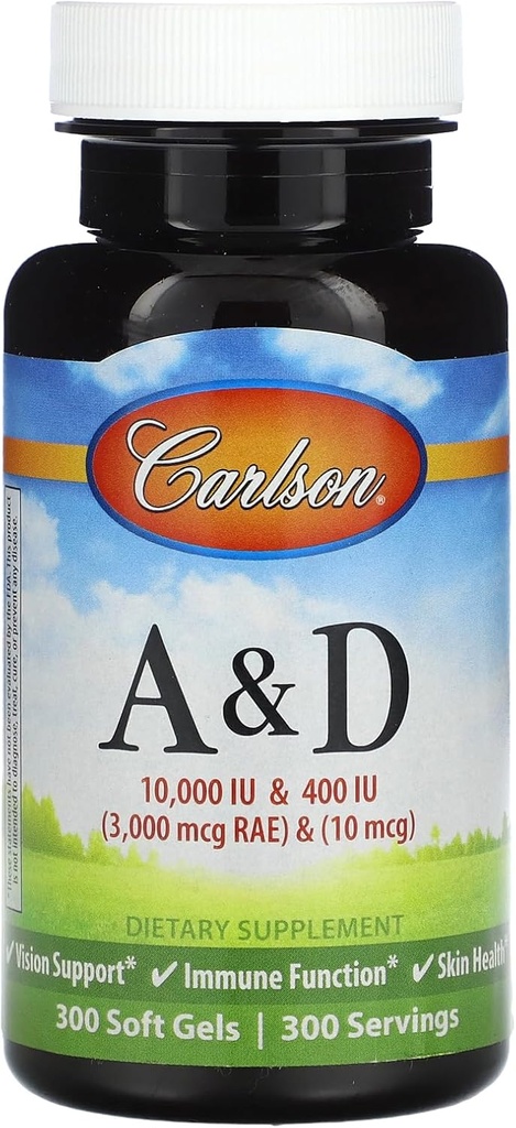 Carlson Labs 비타민 A와 D, 10000/400 IU, 300 Softgels