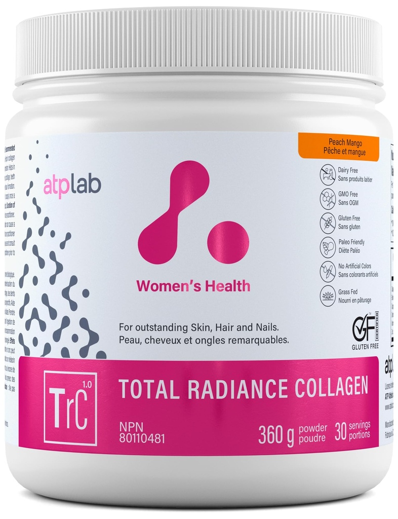 ATP LAB Total Radiance Collagen - 복숭아 망고 맛, 360g - 여성을 위한 교원질 펩티드 분말 - Biotin를 가진 Hydrolyzed 교원질 단백질 보충교재