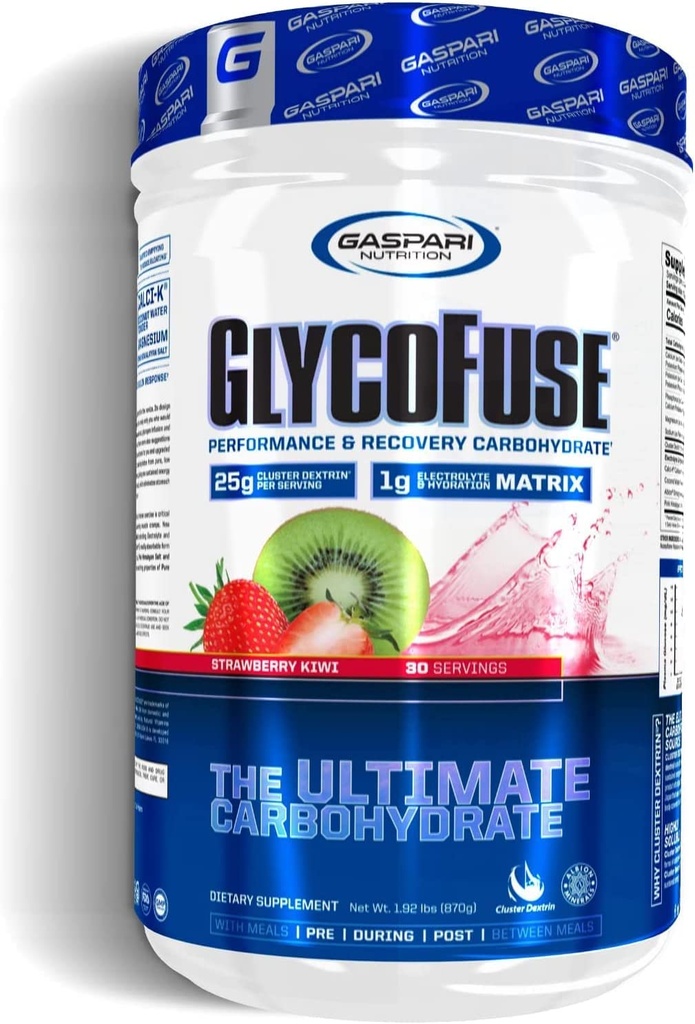 Gaspari Nutrition Glycofuse : 성능 및 복구 탄수화물, 25g 클러스터 Dextrin 및 1g Electrolyte 및 Hydration Matrix (Strawberry Kiwi, 30 서빙)
