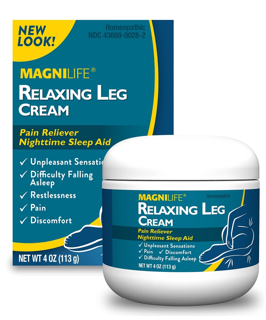 MagniLife Relaxing Leg Cream, Restless Leg, 통증, 자연적으로 Soothe Cramping, Discomfort 및 Lavender 및 Magnesium과의 투약 - 4oz