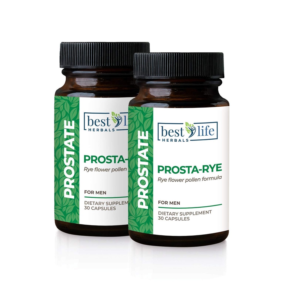 Best Life Herbals Prosta-Rye - 남자를위한 자연 전립선 보충 확대, Frequent Urination, Overactive Bladder - 2 병, 60 캡슐