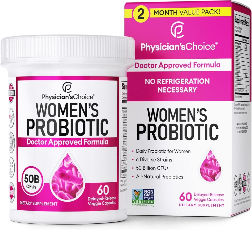 yhn 여자의 Probiotic 50 억 CFU 캡슐, 50 억 CFUs 플러스 임상으로 입증 된 성분, 60 Ct 여성을위한 probiotic 보충.