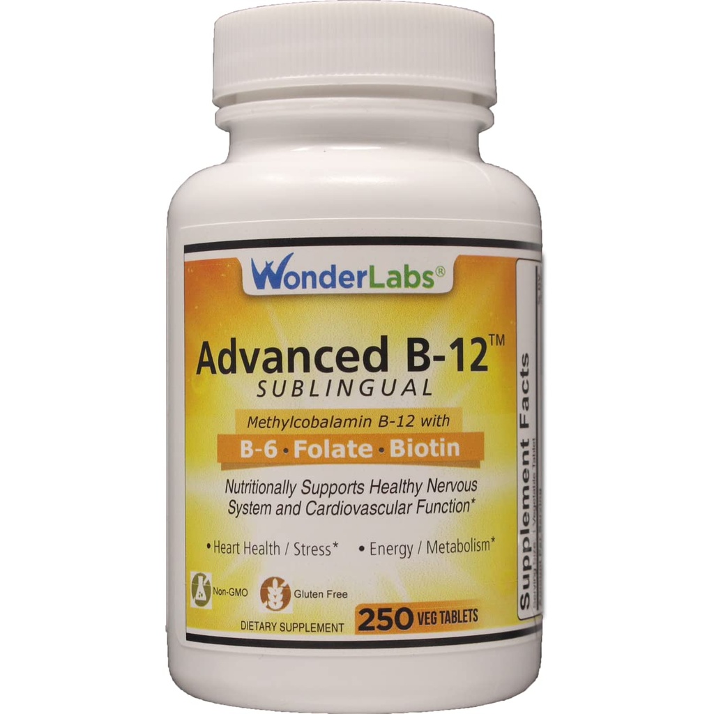 경직자 잠수함 언어 비타민 B12 (1000 mcg), B6 (5mg), Folic 산 (400 mcg) & Biotin (25mcg) - Methylcobalamin 비타민 B-12 (250 정제)로 공식화하는