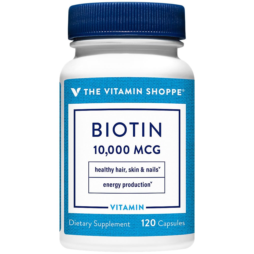 비타민 Shoppe Biotin 1,000MCG, 건강한 Vibrant 머리, 건강한 피부 & 강한 못, 에너지 생산 (120의 캡슐)를 위한 영양성 대사 지원