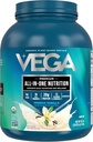 Vega Organic All-in-One Vegan Protein Powder French Vanilla (43 인분) Superfood Ingredients, 면역 지원 비타민, 여성 및 남성용 완두 단백질, 3.10lbs (6 인분)
