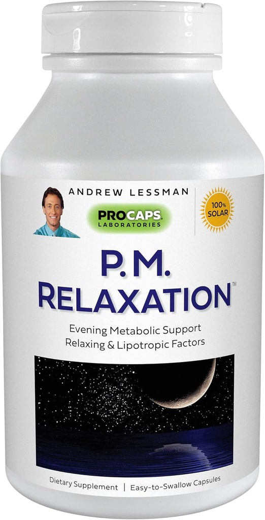 ANDREW LESSMAN P.M. Relaxation - 180 캡슐 - Melatonin, Valerian, Passionflower, Hops, Chamomile과 함께 Gentle Restful Sleep에 대한 천연 지원. 아니 아침 Grogginess 작은 쉽게 에 삼키기 캡슐