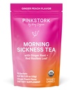 핑크 Stork 유기 아침 향신료 임신 차 - 뜨겁거나 얼음 차 - Prenatal Heartburn, Indigestion 및 변비 지원 - 1st Trimester 임신해야 - Ginger Peach, 15 Sachets