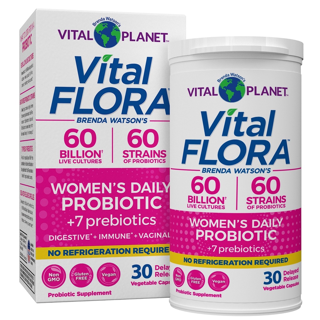 Vital Planet - Vital Flora Probiotics for Women 60 억 CFU, Diverse Strains, 유기 Prebiotics를 가진 매일 선반 안정 프로바이오틱스, 질 지원, 면역 및 소화 건강 30 캡슐