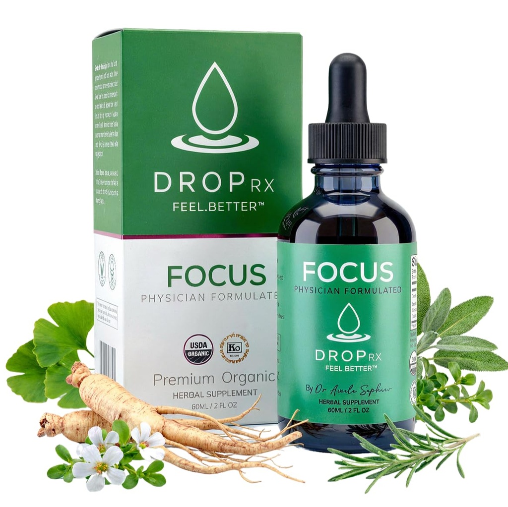 Dr. Nicole Saphier – Ginkgo Biloba & Ginseng, Bacopa, Rosemary & Sage for Memory Improvement and Brain Focus – Organic, Non-GMO, Vegan, Gluten-Free, Kosher, Made in USA (2 Fl Oz)