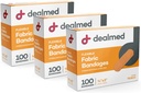 Dealmed 직물 가동 가능한 접착성 붕대 – 100개 조사 (3 팩) 비 찰상 패드, 유액 자유로운, 첫번째 원조 장비를 위한 부상 배려, 3" x 3/4"