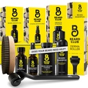 Beard Club Advanced Beard Growth Kit - 피부 롤러, 성장 오일, 비타민 및 비타민 스프레이, 샴푸 및 Boar Bristle Brush - 선물 세트 - Cedar
