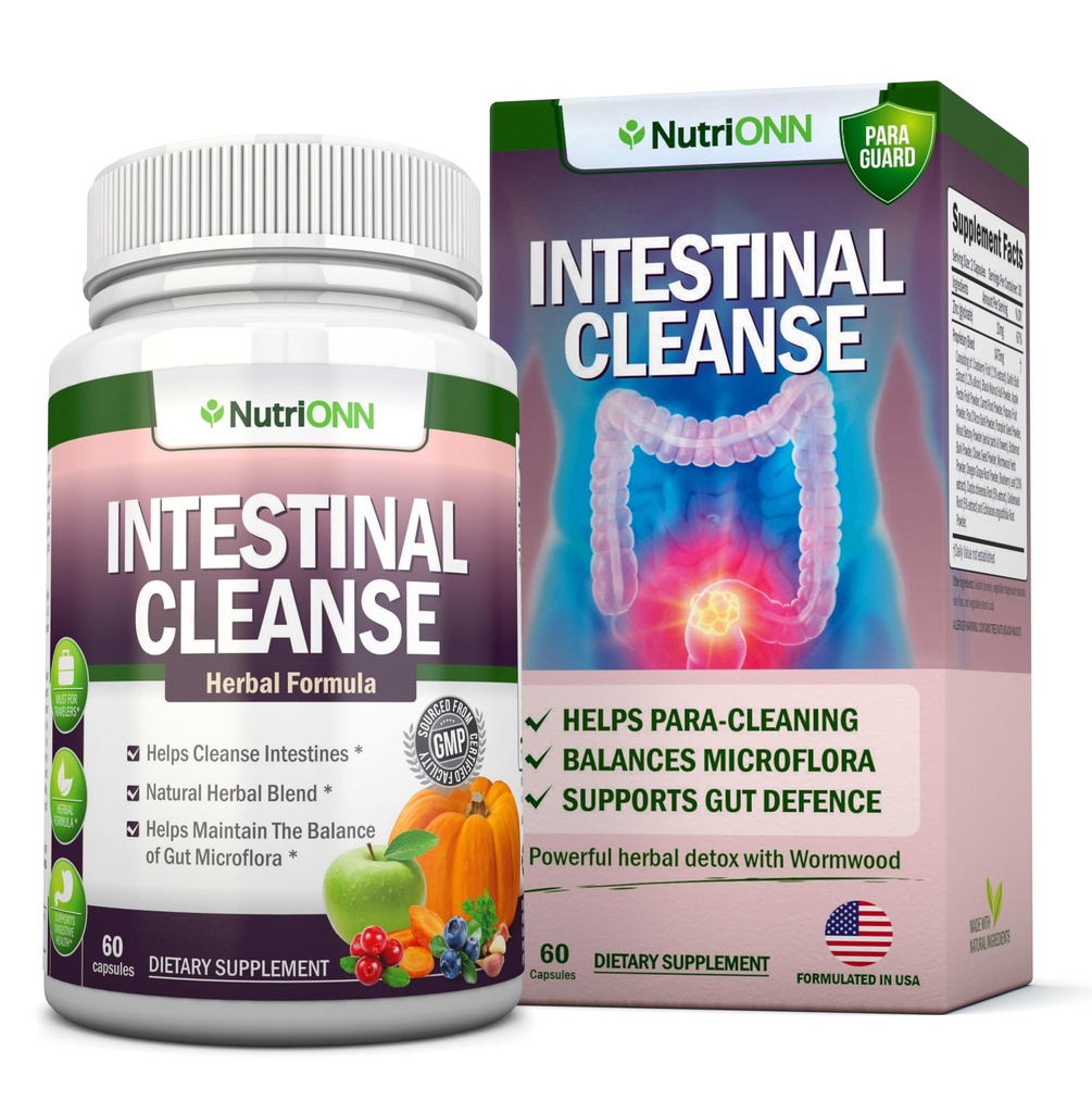 Intestinal Cleanse - 모든 자연 초본 Detox 공식 - 가득 차있는 10 일 Detox 프로그램 - Wormwood, Cranberry, Paul D'Arco, Goldenseal, 마늘, 까만 Walnut Hull, Echinacea 및 10 다른 자연적인 성분