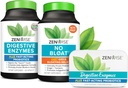 Zenwise 건강 블리스 번들 소화 효소 + No Bloat + 무료 여행 주석 - 효소와 프로바이오틱스를 가진 사전 및 Post Meal Digestive Routine