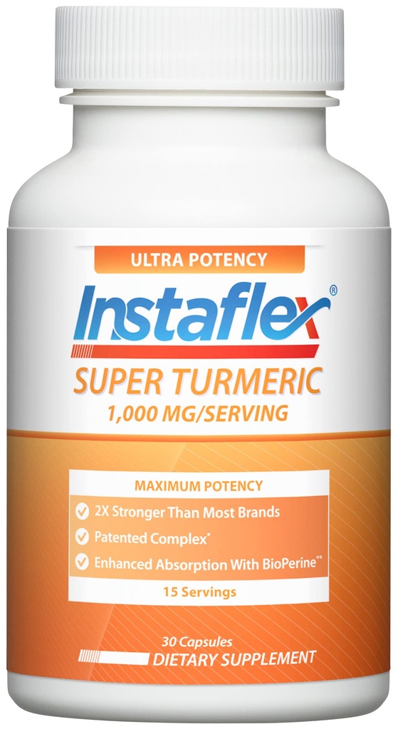 Instaflex Super Turmeric - BioPerine, Black Pepper Extract, 95 % Curcuminoids, 30 카운트가있는 1000mg Turmeric Curcumin