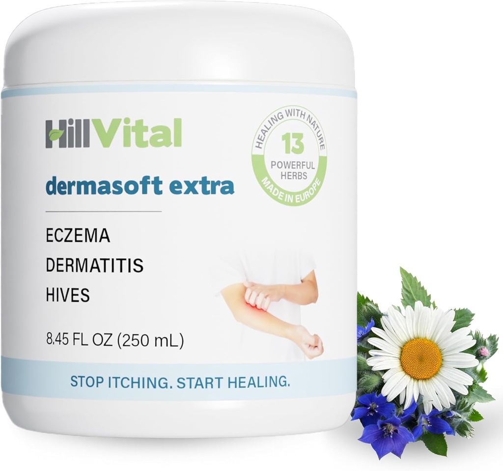어린이를위한 HillVital Eczema 크림 - 성인, 허브 아기 Eczema 구호, 이치 구호 Hives 치료, 안티 이치 로션 및 Seborrheic Dermatitis 발름 8.5 fl oz에 대한 모이스처 라이저
