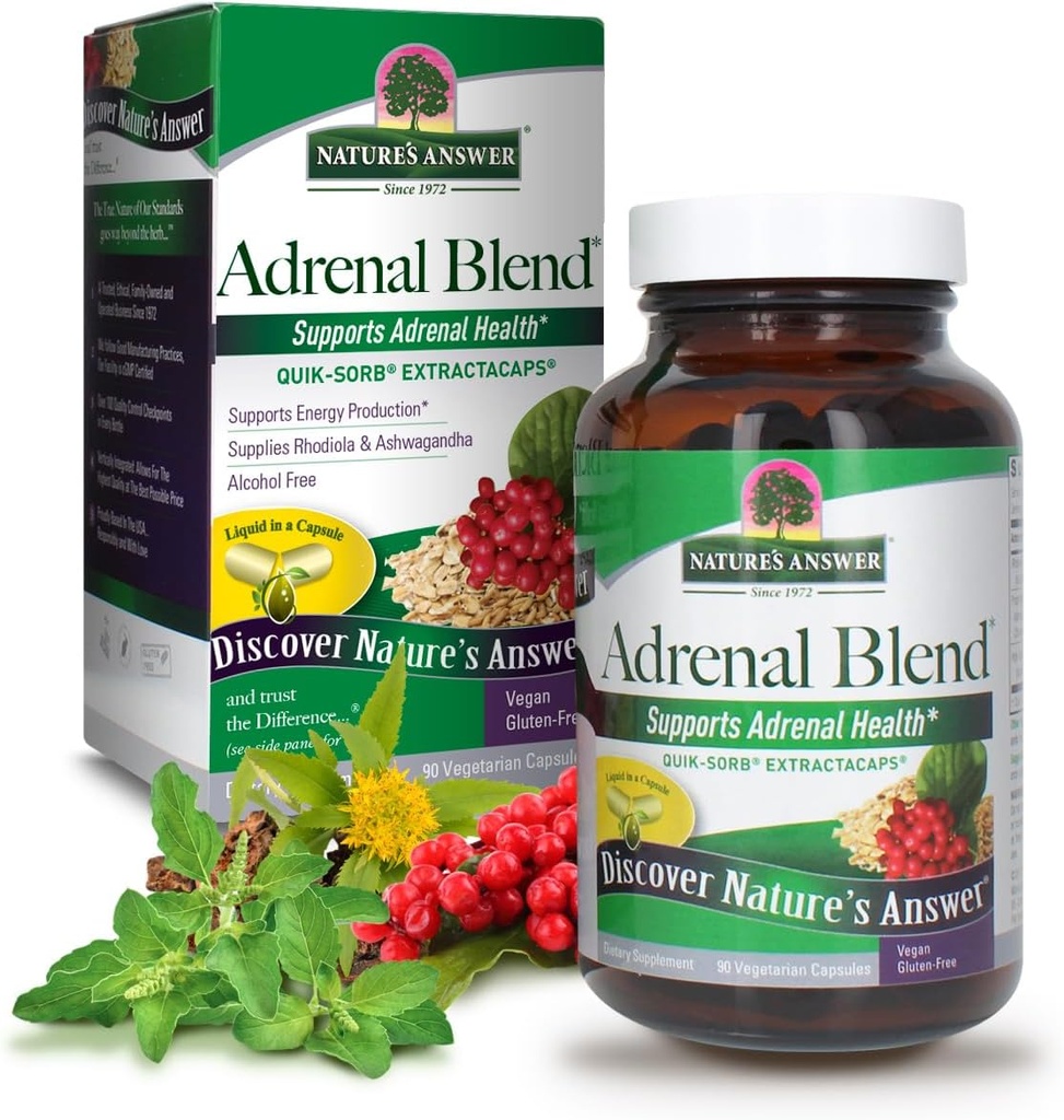 자연의 답변 Extracaps Adrenal 혼합 스트레스 Away 채식 90 캡슐 채식 채식 채식 초본 조합 규정 식 보충교재 Harm 없음