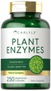 Carlyle Plant Enzymes with Protease, Papain, Lactase 및 Bromelain | 250 캡슐 | 멀티 효소 혼합 | 비 GMO & 글루텐 무료 보충