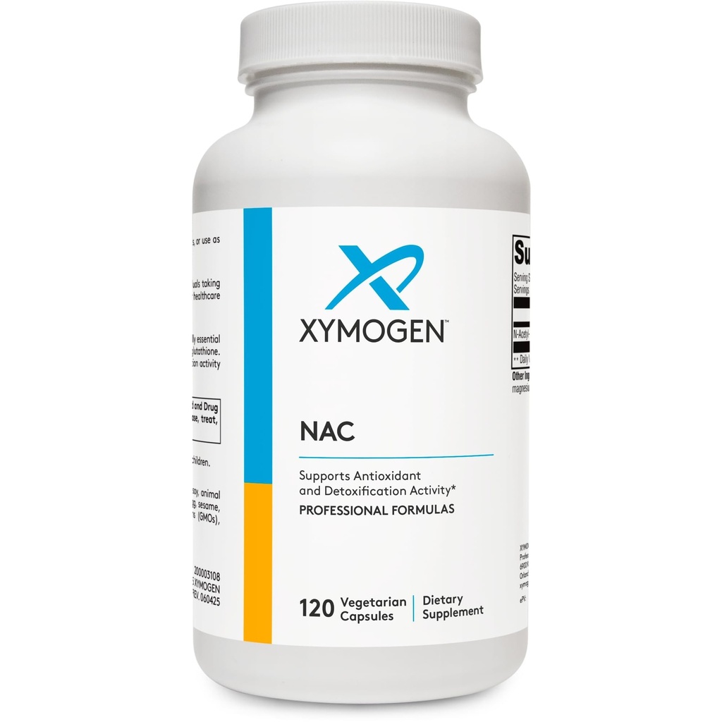 XYMOGEN NAC N-Acetyl-Cysteine 600mg - 심장 혈관, 산화 방지제, 간 해독 + 면역 지원 보충교재 - Glutathione Synthesis 지원 - 비 GMO NAC 보충교재 (120의 캡슐)