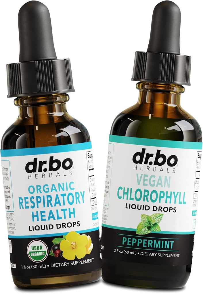 Lung Detox 호흡기 건강 하락 & Chlorophyll 액체 - 유기 호흡기 보충교재 Lungs 기관지 지원을 위한 초본 Lung Cleanse Mullein - Chlorophyll 하락 냄새는 내부 탈취기를 청소합니다