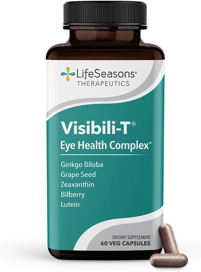 LifeSeasons Visibili-T with Bone Densi-T - 눈 건강 & 시각 지원 보충교재 - Lutein, Chromium, Carrot 뿌리, Bilberry, Ginkgo Biloba, 포도씨 추출물, Lycopene, 비타민 A& 더 많은 - 120의 캡슐
