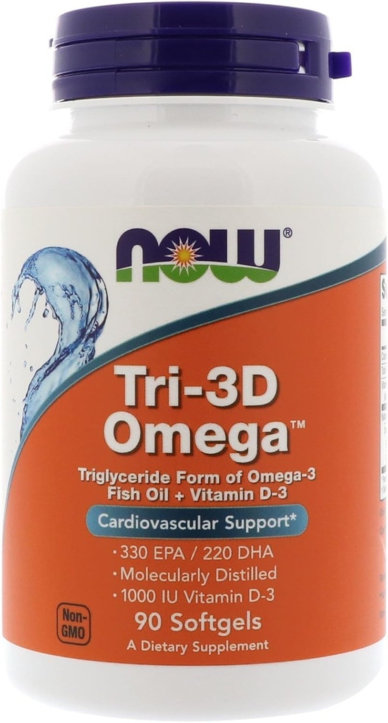 이제 식품, (3 팩) Tri-3D 오메가, 330 EPA/220 DHA, 90 Softgels