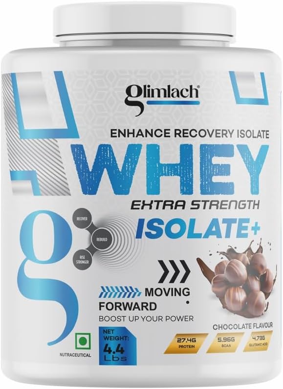 GLIMLACH Whey 여분 힘은 근육 지원 & 회복, 채식주의자를 위한 + 단백질 분말을 고립시킵니다 - 1 차적인 근원 Whey Isolate (4.4LBS, 초콜렛)