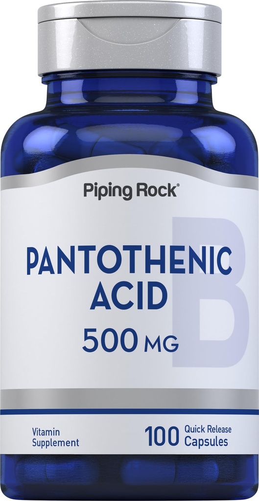 배관 바위 Pantothenic 산 500mg | 100 캡슐 | 칼슘 d-Pantothenate | 비 GMO, 글루텐 무료 보충
