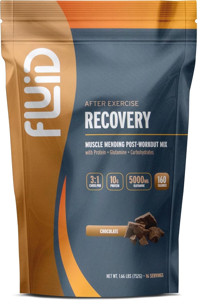 유체 복구, 포스트 운동 음료 혼합, Whey Isolate Protein, L-Glutamine, Carbs, 모든 천연 재료, 글루텐 무료, Lactose-Free (Chocolate)