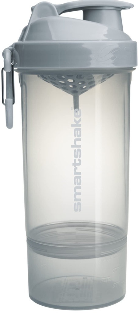 Smartshake O2GO 하나 플라스틱 단백질 셰이커 병 800 ml | 27 oz - 누설 나사에 뚜껑 - BPA 무료 - 유니섹스 - 미스트 그레이