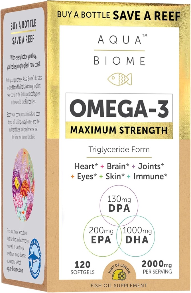 Enzymedica 최대 강도 높은 효능 생선 기름, EPA DHA 오메가 3 보충 | Burpless, 120 Softgels