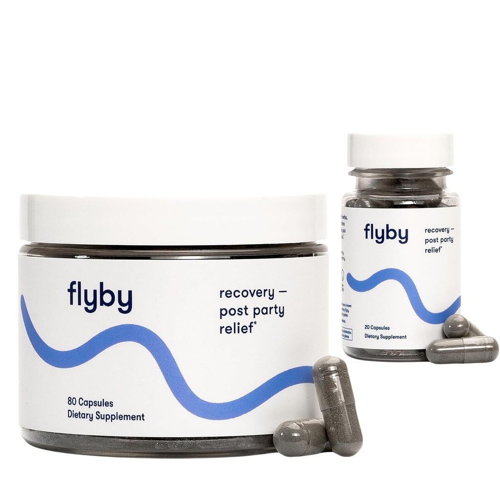 Flyby Recovery Pills - 이상없이 모든 행! TM - Liver 지원 80 및 20 카운트와 함께 파티 음주