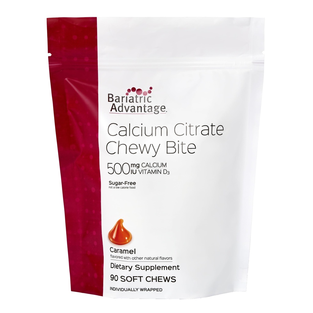 Bariatric 이점 칼슘 구연산염 Chewy는 500 mg - 높게 흡수하고 & 소화할 수 있는 - 비타민 D3 - 쉽게 Chewable 칼슘 보충교재 - Caramel 풍미 - 90 조사