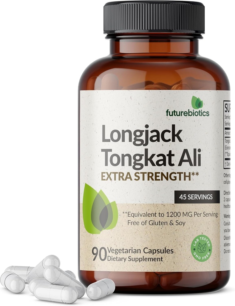 Futurebiotics Longjack Tongkat Ali Extra Strength Energy & Stamina Support - 비 GMO, 90 채식 캡슐