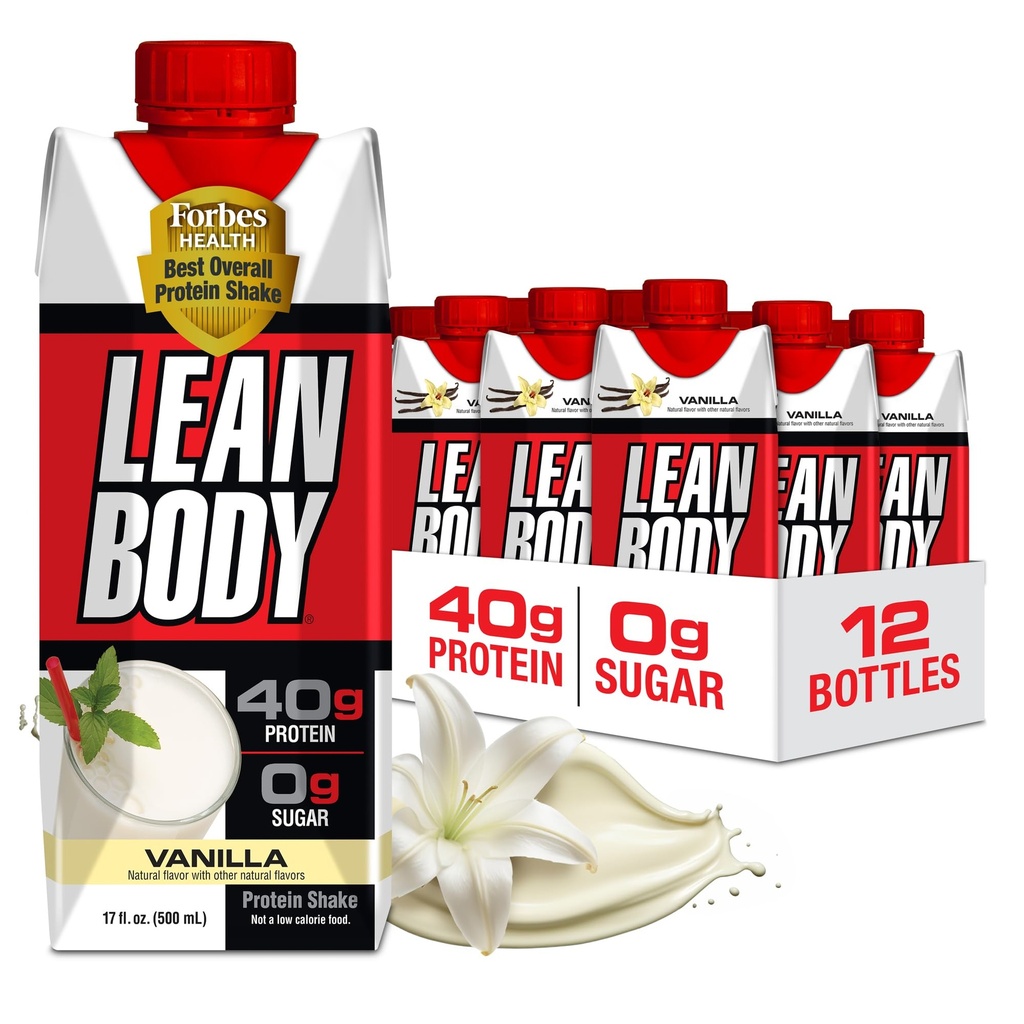 Lean Body Ready-to-Drink Vanilla Protein Shake, 40g Protein, Whey Blend, 0 Sugar, Gluten Free, 22 비타민 및 미네랄, 17 Fl Oz (12 팩) LABRADA