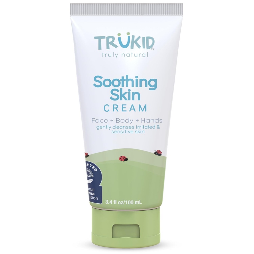 아이를 위한 TruKid 자연적인 Eczema 크림, 유아 & 아기, Eczema를 위해, 얼굴에 과민한 피부를 위한 안전, 몸, & 손, 냄새가 없는, Hydrates & Moisturizes 과민한 피부, 3.4oz