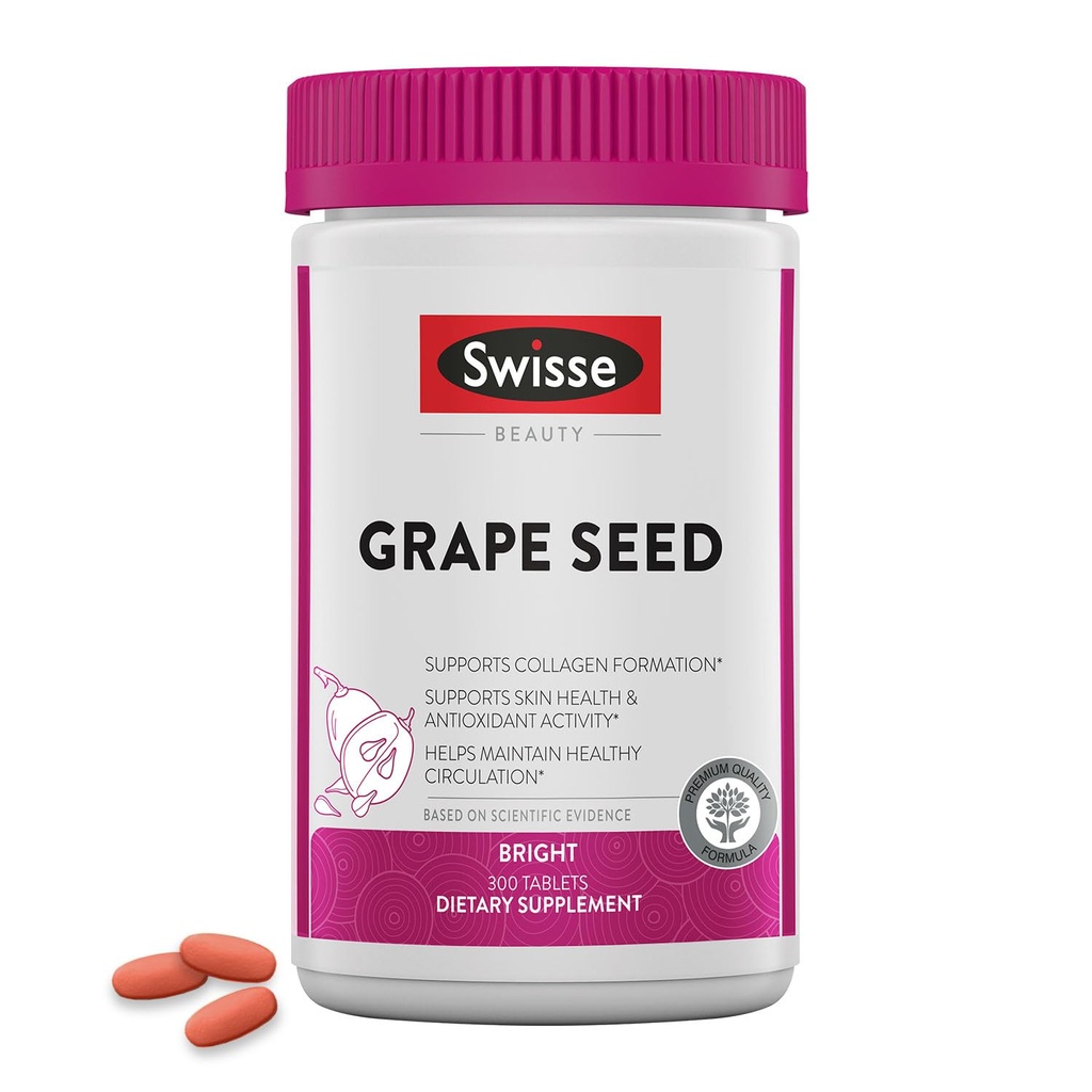 스위스 포도씨 추출물 캡슐 산화 방지제 초본 보충교재 | Grapeseed Polyphenols 보충교재 + 산화 방지제 비타민 C | 승진시킵니다 피부 건강 & 교원질 생산 | 300의 정제