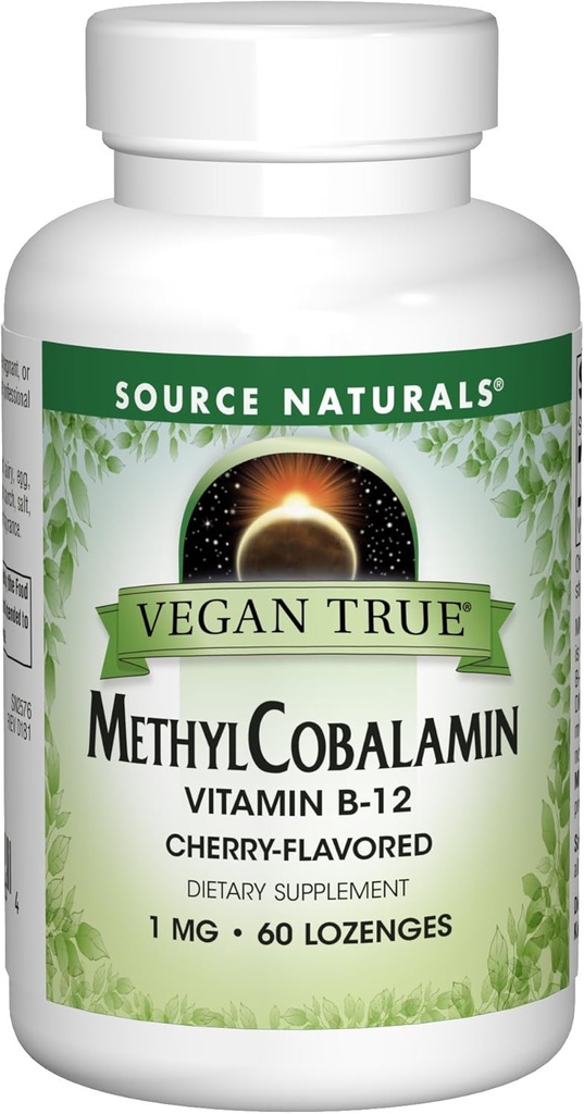 근원 자연적인 Vegan 메틸 Cobalamin, 비타민 B-12 버찌 맛있은 규정식 보충교재, 1 Mg - 60 Lozenges
